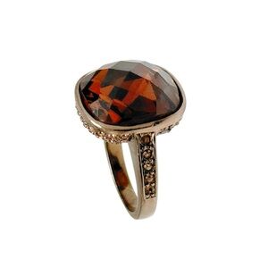 Givenchy Vintage Faux Topaz Cushion Cut Ring, Rose Gold.